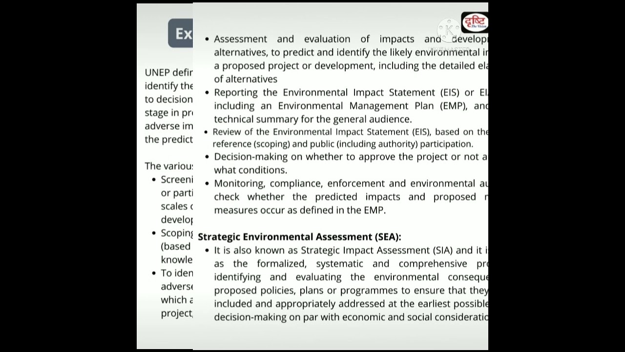 Environment impact assessment, (EIA)