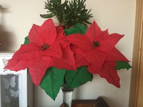 DIY: How to make a poinsettia Flower From Crepe Paper / Flor Noche Buena de Papel Crepe