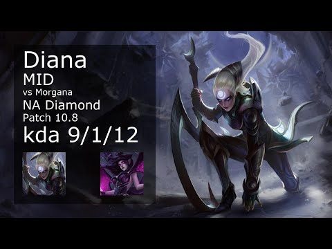 Diana Mid vs Morgana - NA Diamond 9/1/12 Patch 10.8 Gameplay