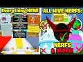 EVERYTHING YOU MISSED! NERFS/BUFFS/PRICE/STAT/ HIVE COLOR CHANGES (NEW UPDATE BSS)