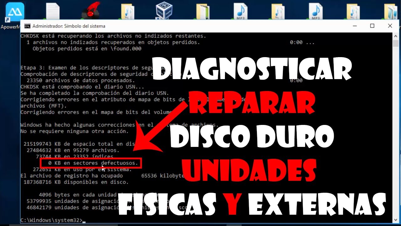 Reparar Errores de Disco Duro, Unidades Físicas y Externas desde Cmd | Tutorial CHKDSK |