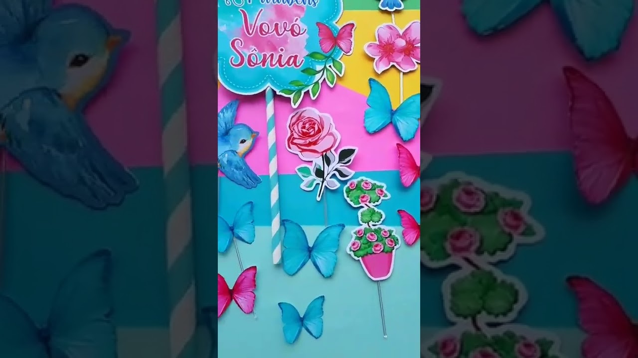 Topo de bolo Jardim Encantado - Borboletas