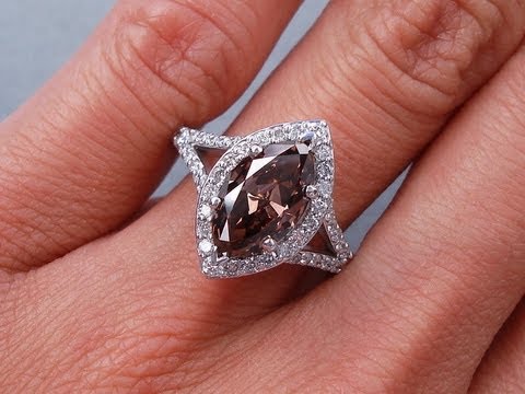 2 .60 ctw Marquise Cut Natural Dark Chocolate VS2 Diamond Engagement Ring - BigDiamondsUSA
