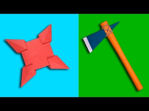 20 Easy Origami Ninja Star/Sword/Knife/gun - How to make