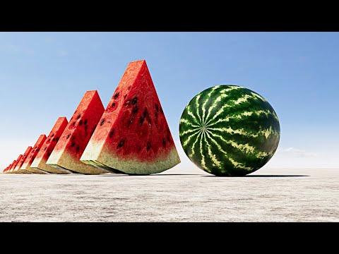 Giant Watermelon Domino Effect Simulation