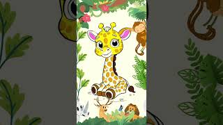 Cute drawing ideas, simple cute pictures, cute and sweet drawings, giraffe colouring 🥳🥳