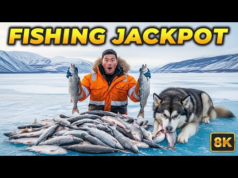 Solo Survival: Amazing Ice Fishing Catch & Cook (Crispy Fish Feast)