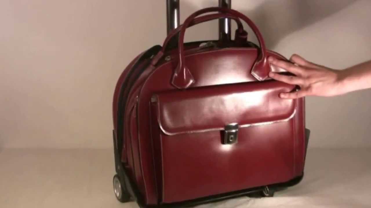 GLEN ELLYN Red 15,4 Mcklein Torba damska na laptopa z odpinanym wózkiem - Seria W