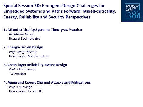ESWEEK 2021 Special Session - Emergent Design Challenges for Embedded Systems and Paths Forward