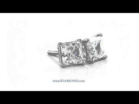 Princess Cut .75 Carat Each Lab Grown Diamond Look Cubic Zirconia Stud Earrings with Screwpost Backs