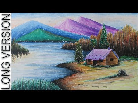 How to Draw a Mountain Landscape with Oil Pastel LONG VERSION