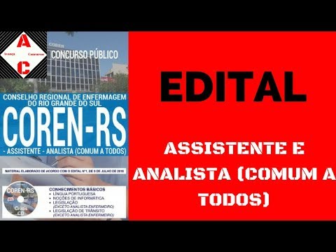 Edital e Apostila - Concurso COREN-RS 2018 - Assistente e Analista (COMUM A TODOS)