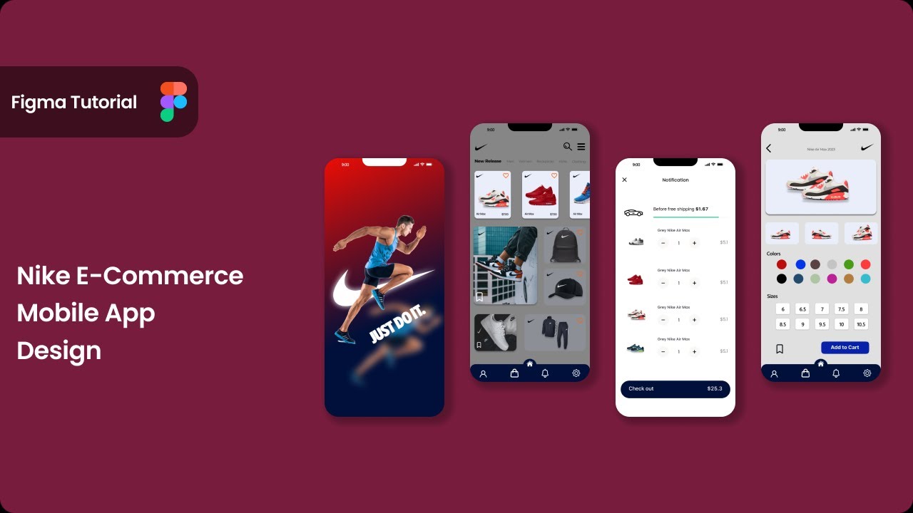 E-Commerce(Nike) Mobile App Design in Figma | Figma Design and Prototype Tutorial