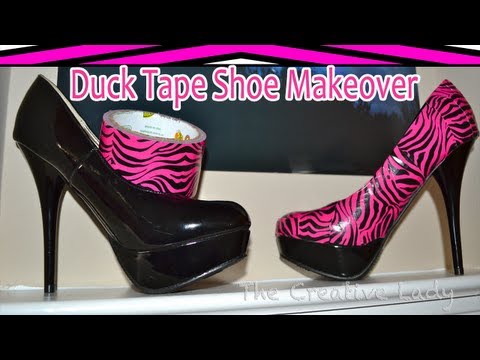 DIY: Duck Tape Shoe Makeover: Pink Zebra Duct Tape | The Creative Lady