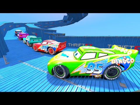 GTA 4🌴 Lightning McQueen Dinoco Cars Highest ramp jumps - GTA IV Cars