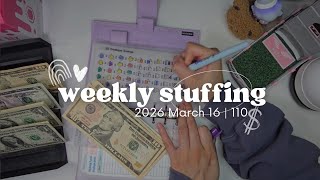 march week 3 $110 weekly stuffing | rebuilding my savings | small savings add up | mar 16 - 22