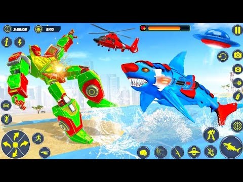 Shark Robot Transformation - Car Robot Wala Game - Android Gameplay