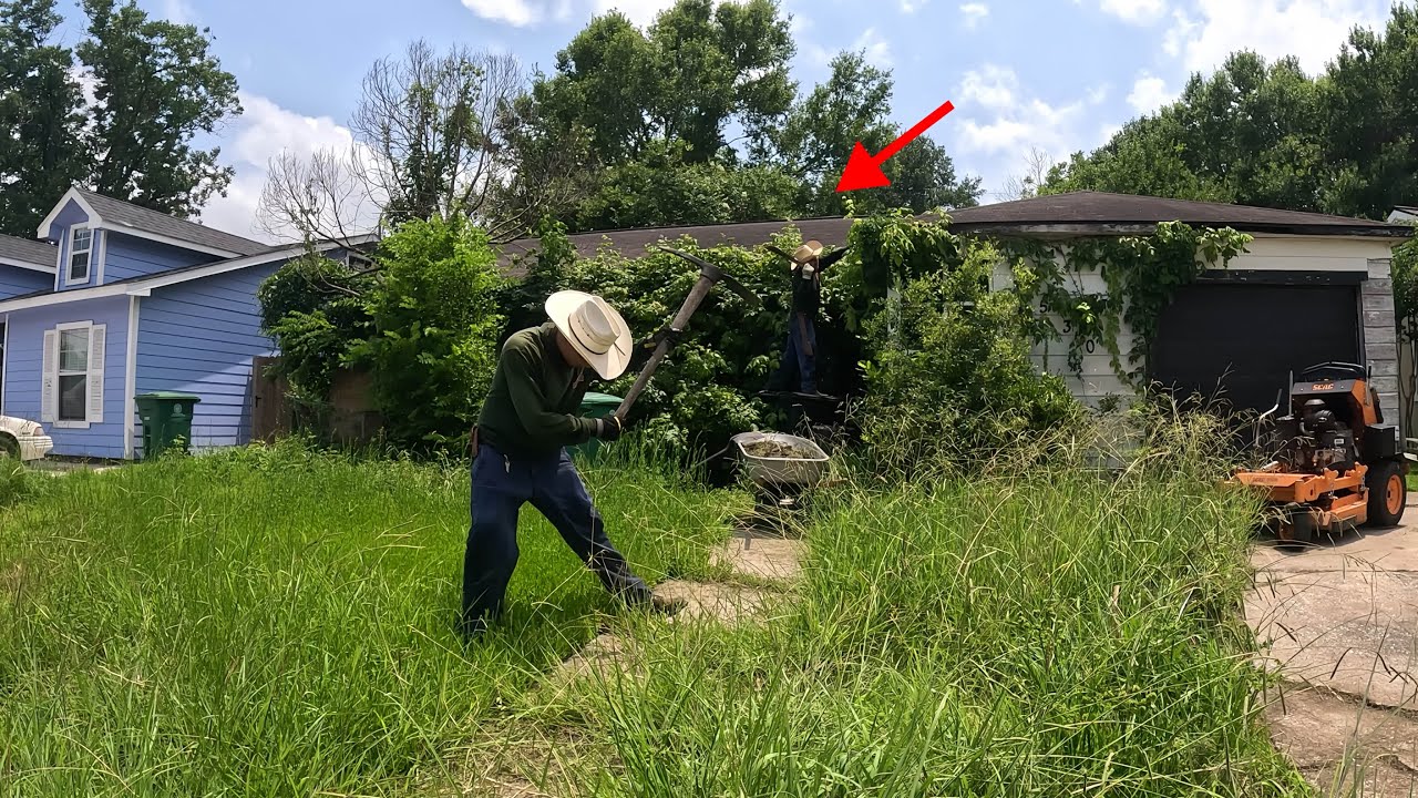 Extremely OVERGROWN yard HASN’T been cut in YEARS ! (satisfying house reveal)
