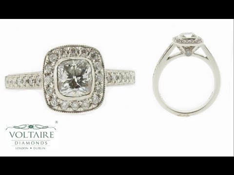 Handmade Antique Halo Engagement Ring in Rubover Setting - ER 1012