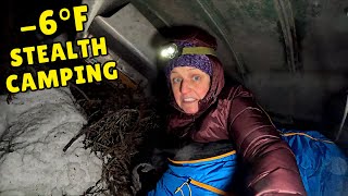 Surviving -6 Degrees Stealth Camping Under a Canoe | No Tent Adventure