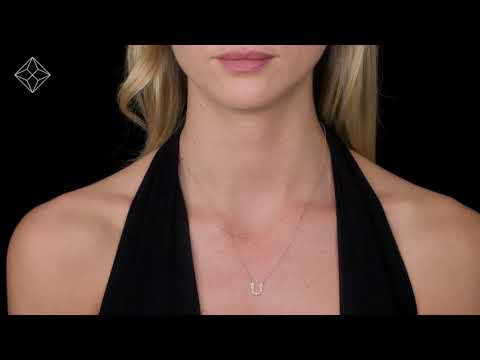 Diamond Encrusted Initial 'U' Necklace Pave Set in 9K Rose Gold - WT-K