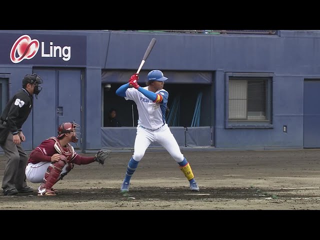 【ファーム】先制打!! ファイターズ・水谷瞬　インコースの球を上手く捌きタイムリーヒット!!  2024年4月6日 北海道日本ハムファイターズ 対 東北楽天ゴールデンイーグルス
