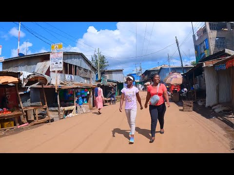 Walking deep inside a slum in Africa. This is Kibera slums in Nairobi Kenya. 4K Walking tour
