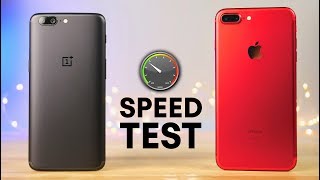 OnePlus 5 vs Apple iPhone 7 Plus Speed Test!