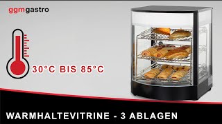 Vitrine chauffante – 355 mm – 800 watts – 3 étagères – Noir