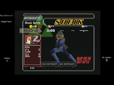 Mass Madness 21 SSBM - DBJ | Joyboy (Fox) vs. DrLobster (Sheik) - Melee LR3
