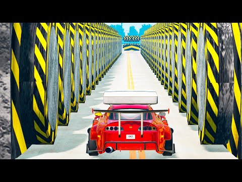 Hitting Hydraulic Bollards Walls crashes #2 - Beamng drive