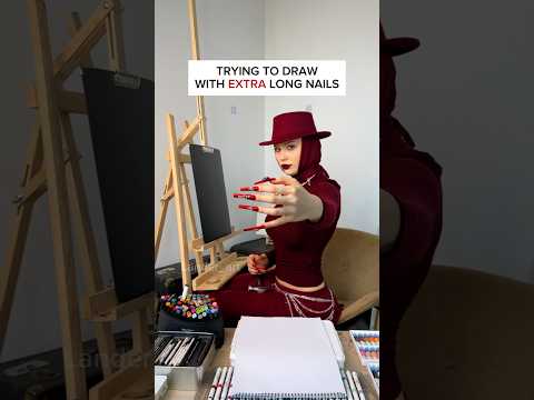 DRAWING WITH EXTRA LONG NAILS💅 MY NEW CHANNEL ​⁠​⁠@LanderLena♥️ #Ladygaga #abracadabra #art #draw