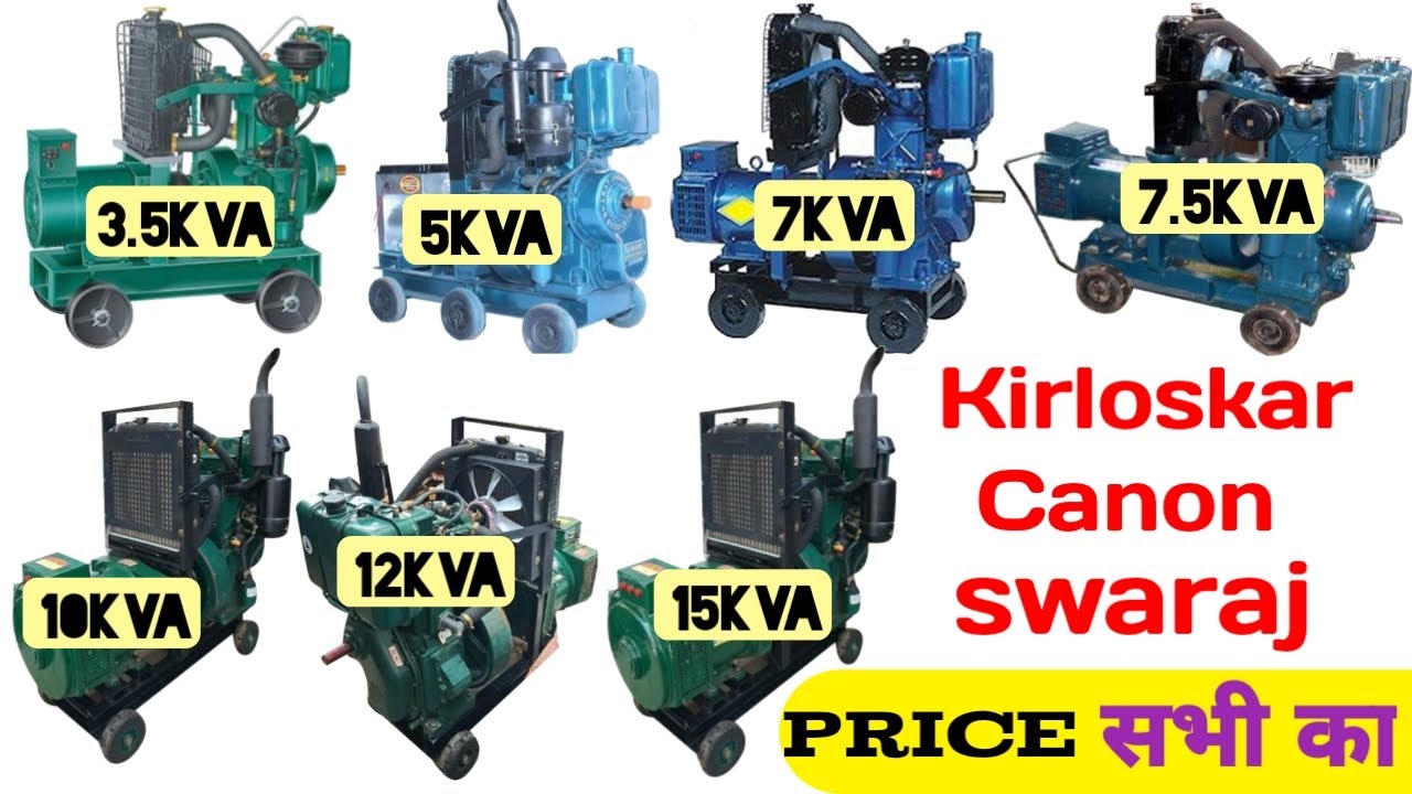 3.5kva - 15kva generator price | All price generator | Kirloskar, canon,swaraj