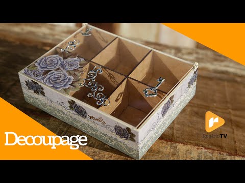 Pintura e decoupage em caixa de MDF com tampa de Acrílico - Mamiko Yamashitta - RTV P003