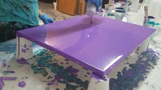 (5) Purple pour, dirty pour no silicone. Acrylic pouring technique
