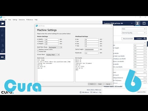 Cura 3D Printing Tutorial Episode 6 setting up print area