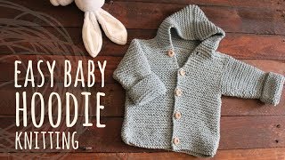 Tutorial Easy Baby Knitting Hoodie Cardigan