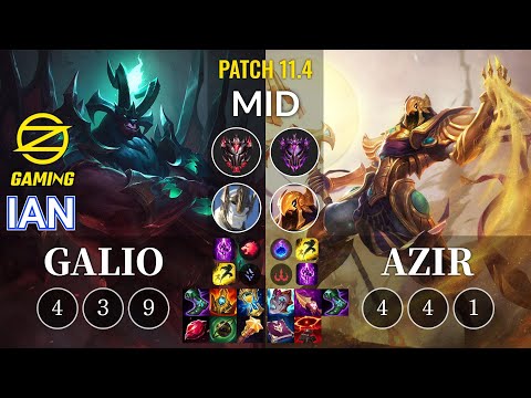 OZ Ian Galio vs Azir Mid - KR Patch 11.4
