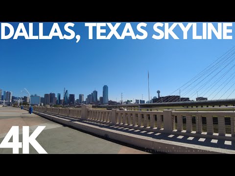 [4K] Shiny Dallas, Texas Skyline - Trinity Trail & Ronald Kirk bridge - Walking Tour #Dallas #Texas