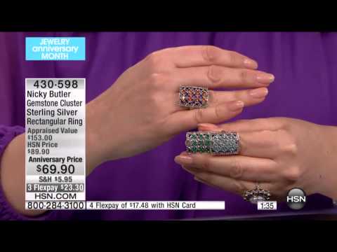 Nicky Butler Gemstone Cluster Sterling Silver Rectangula...