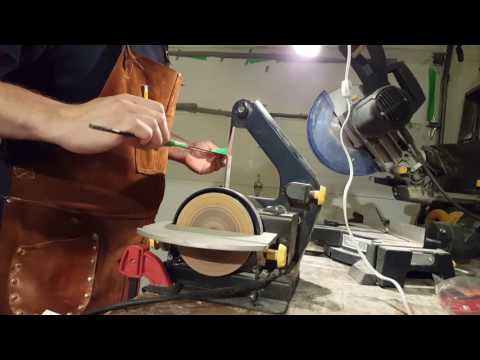 Polishing and sharpening a gladius sword blade