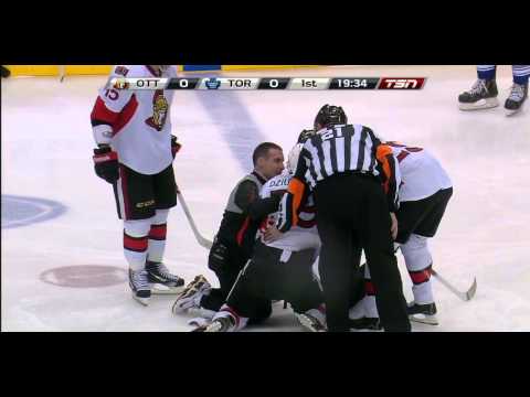Frazer McClaren vs. Dave Dziurzynski Fight Toronto Maple Leafs vs. Ottawa Senators 3/6/2013