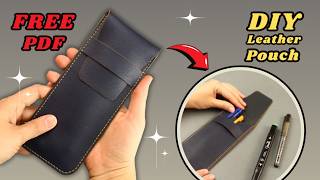 🔴FREE PATTERN + DIY Handmade Leather Pouch | Easy craft | Step by step TUTORIAL | Leather craft