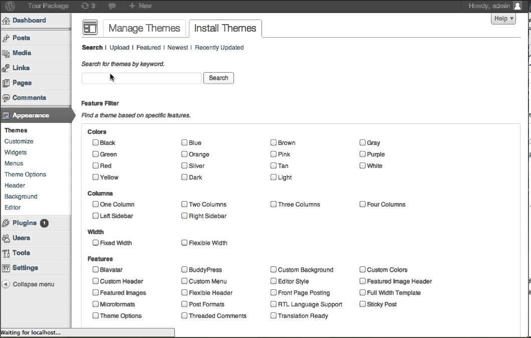 Tour Package  - Theme installation