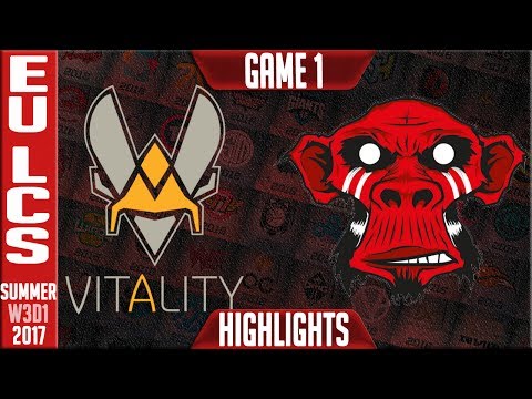 Vitality vs Mysterious Monkeys Highlights Game 1 | EU LCS Week 3 Day 1 Summer 2017 | VIT vs MM G1