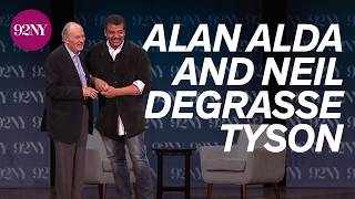 Alan Alda demonstrates the mirror exercise with Neil deGrasse Tyson