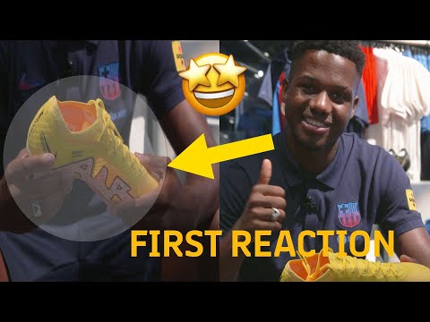 ANSU FATI's FIRST IMPRESSION of his NEW FOOTBALL BOOTS (UNBOXING) ⚽