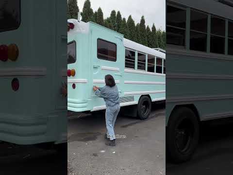 Side by side comapison of our school bus homes!