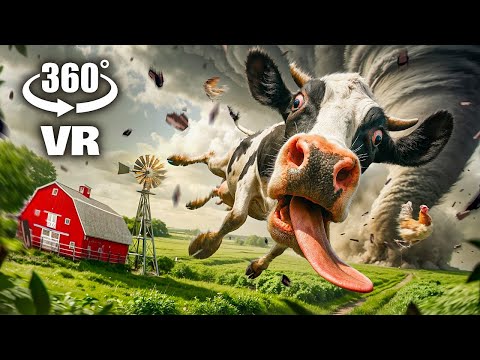 VR 360° BIGGEST TORNADO AT THE FARM, Try to Survive!