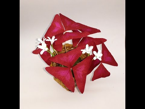 How to make Crepe Paper Flowers Purple Shamrock / Purple Oxalis (flower # 251)